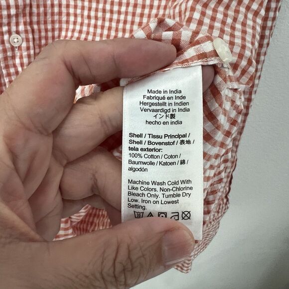 J.Crew Mens Button Shirt Xl Classic Fit Check Long Sleeve Seersucker Org Cotton - Picture 6 of 8